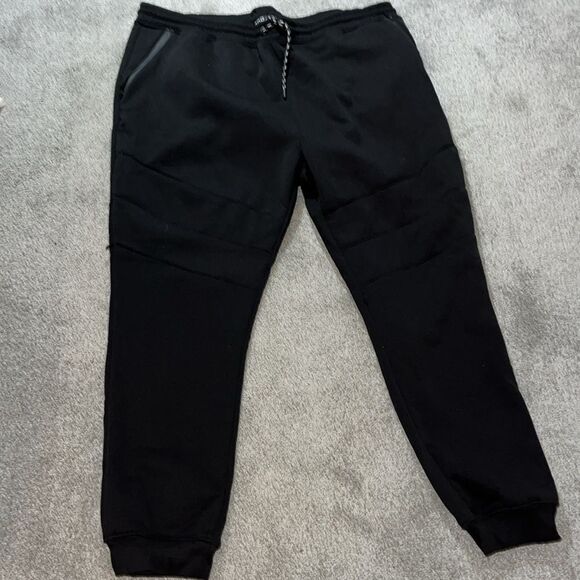 Big Man Black ZOO YORK Cuffed Track Sweat Jogger Fleece Urban Pants Sweatpants - Picture 1 of 6